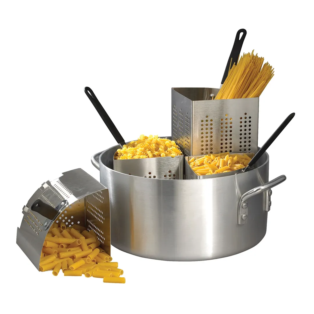 Winco APS-20 Pasta Cooker Set, 20qt 14"x7" Pot, Handles 500°F, 0.7mm stainless steel inserts