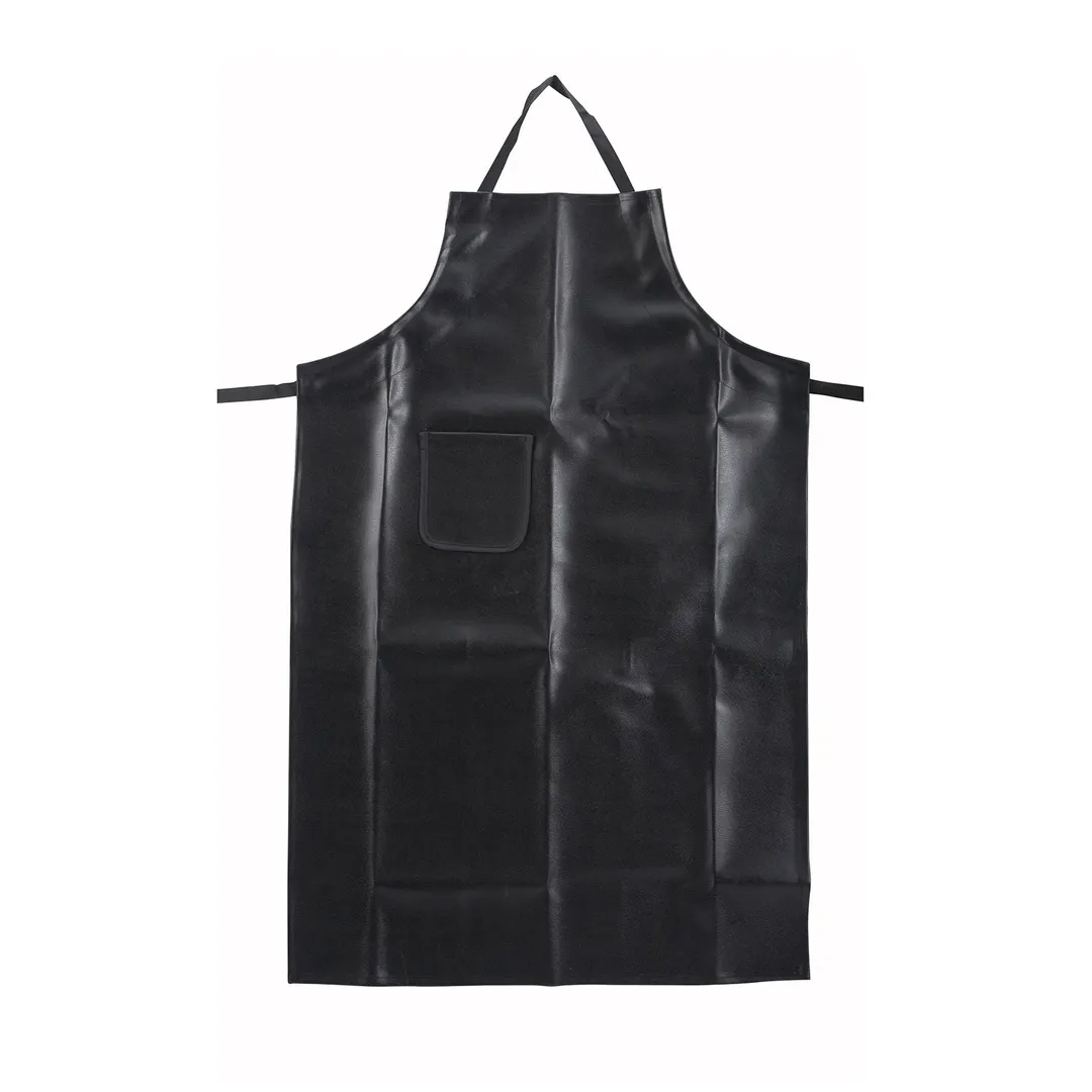 Winco BA-HN Bib Apron – Heavy Vinyl, Black, 41¼" L x 26½" W, Standard Style with One Front Pocket, Protection
