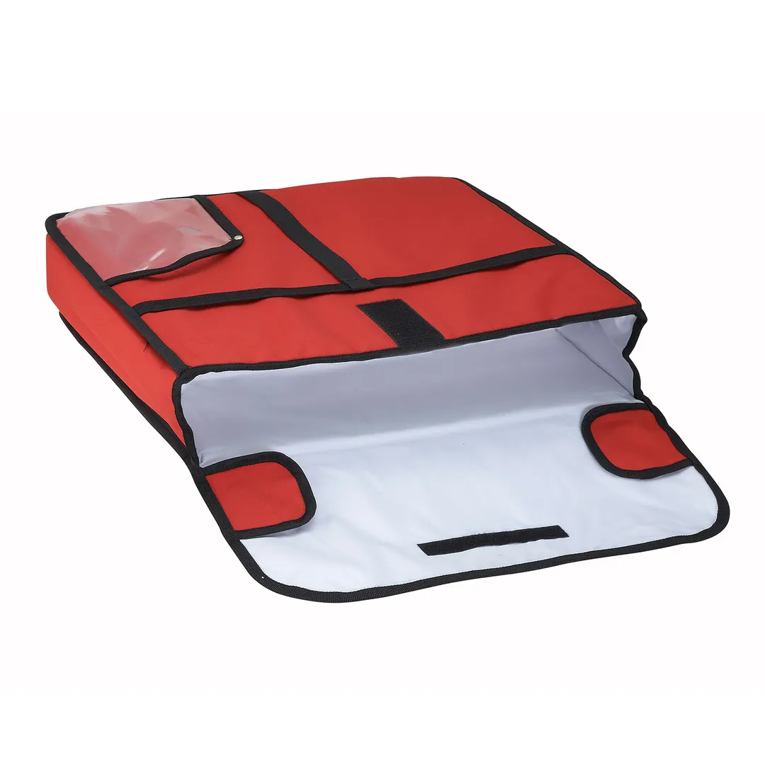 Winco BGPZ-20 20" x 20" Red Polyester Insulated Pizza Delivery Bag - (2) 18" Boxes or (1) 20" Box