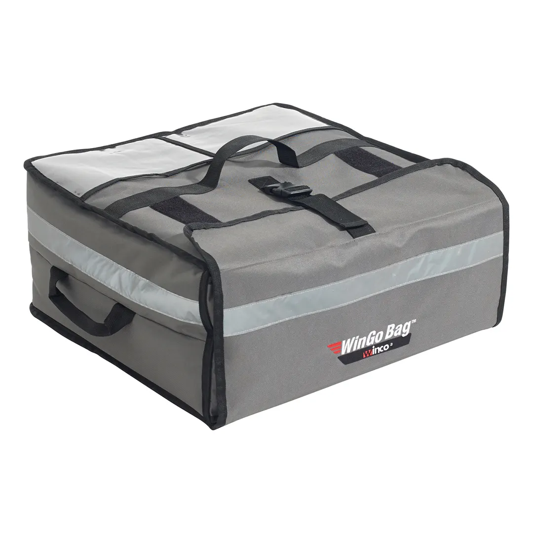 Winco BGPZ-2109 Large 21-1/2" x 21-1/2" x 9" Gray Insulated WinGo Polyester Premium Pizza Bag
