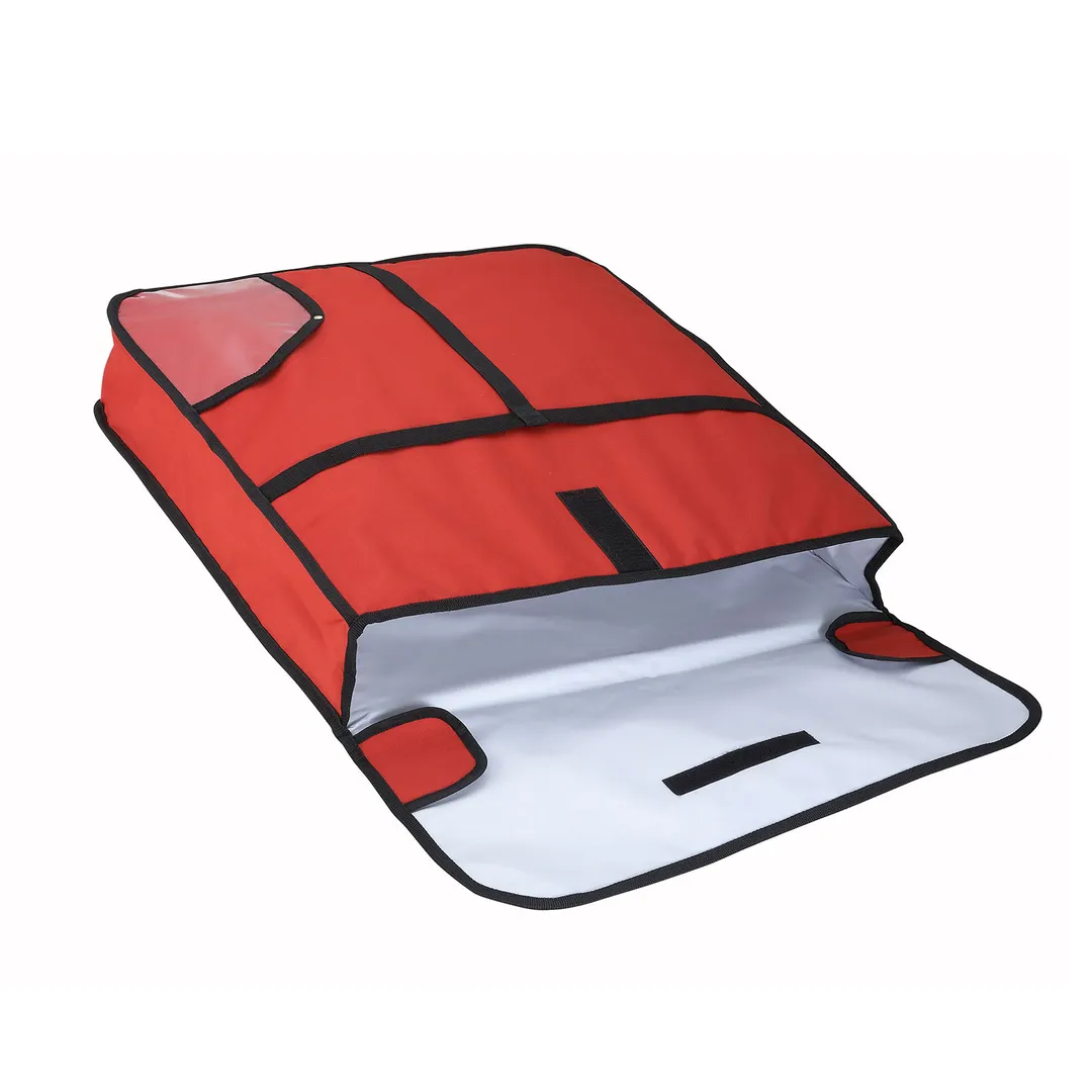 Winco BGPZ-24 24" x 24" x 5" Red Polyester Pizza Delivery Bag - (2) 22" Boxes or (1) 24" Box