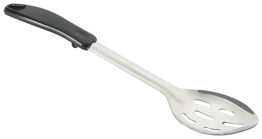 Winco BHSP-13 13" Slotted Stainless Steel Basting Spoon with Black Polypropylene Handle