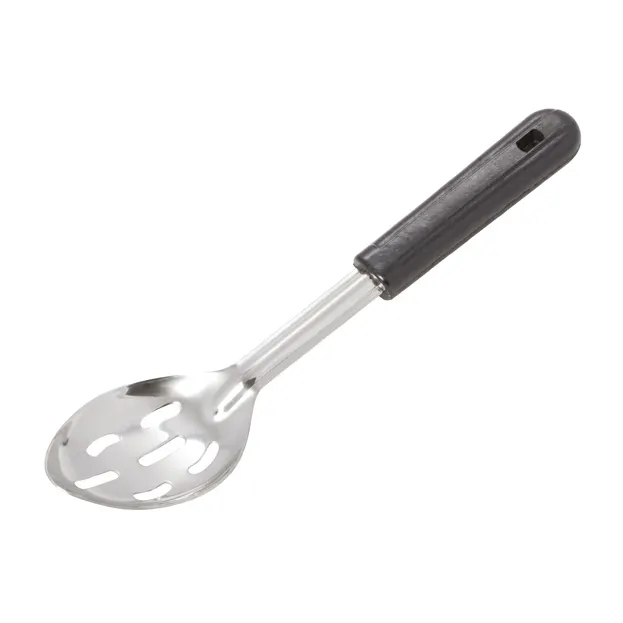 Winco BSSB-11 11" Slotted Basting Spoon, Black Rounded Bakelite Handle