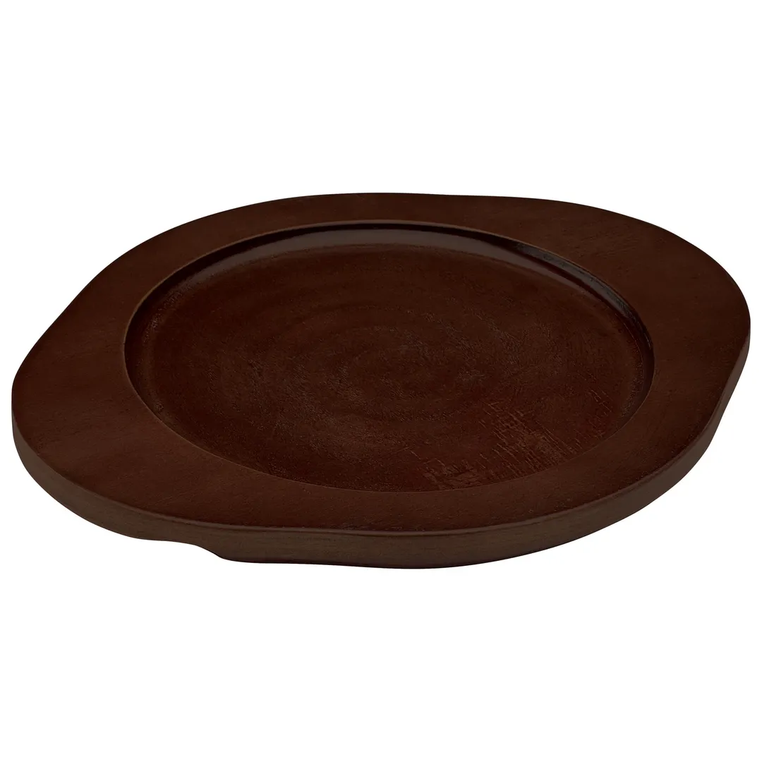 Winco CAST-8UL Round 10" x 11" Wood Underliner with Dual Contoured Handles for CAST-8 
