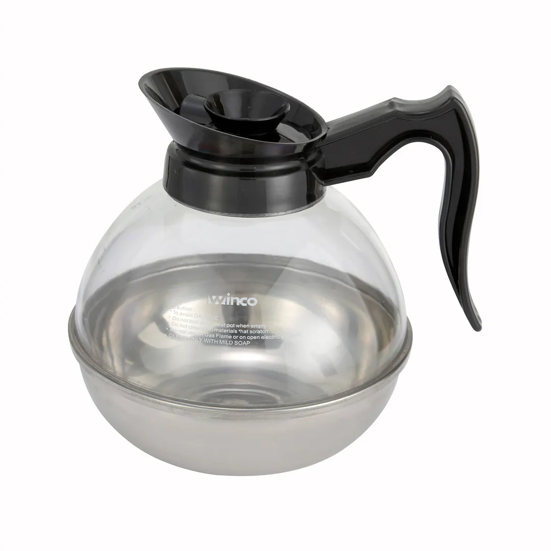 Winco CD-64K Coffee Decanter, 64 Oz., Plastic with Stainless Steel Base
