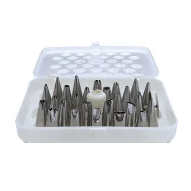 Winco CDT-26 Cream Nozzle Set 26‑Piece Stainless Steel, Rust‑Resistant, Box, Coupler, Nail