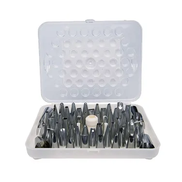 Winco CDT-52 Cream Nozzle Set, 52-Piece Stainless Steel, Storage Box, & 2 Flower Nails