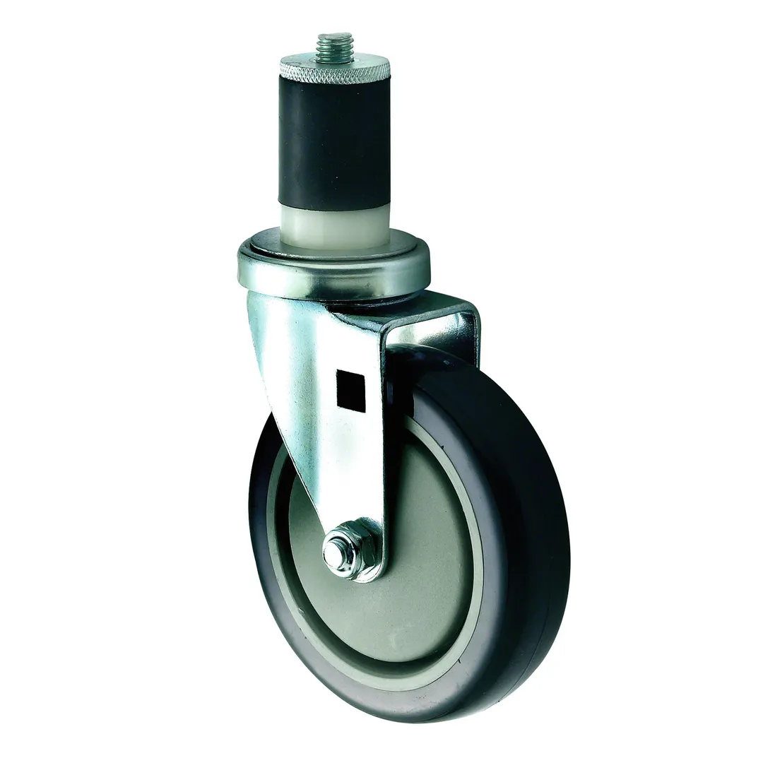 Winco CT-1 5" PU Stem Caster Set, 6" lift, 220 lb capacity, fits 1‑5/8" or 1‑1/2" tubing - 2/Set