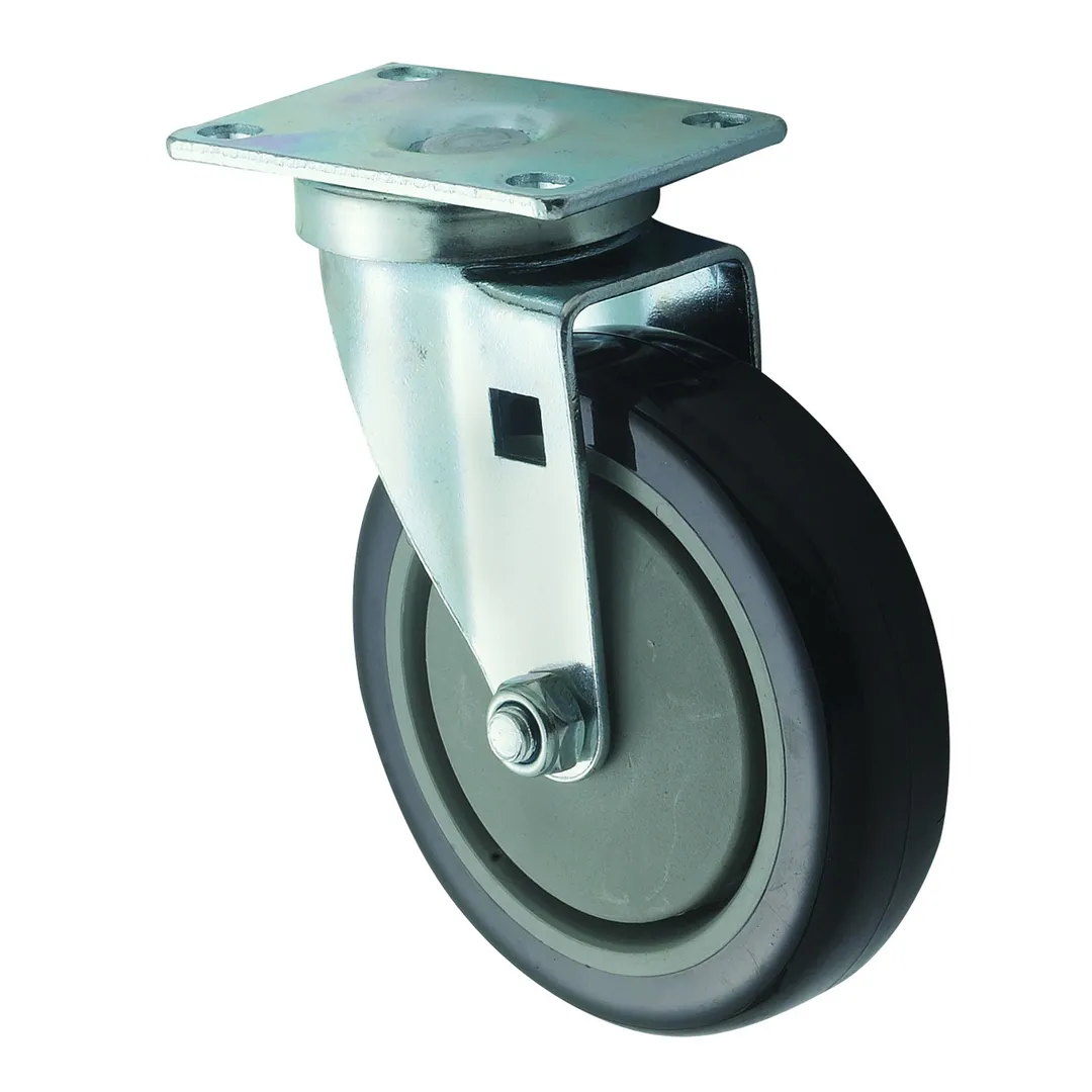 Winco CT-23 Plate Caster, 5" Wheel, 3-5/8" x 2-3/8" Plate, Polyurethane Wheels, 220 lb, 2/Set