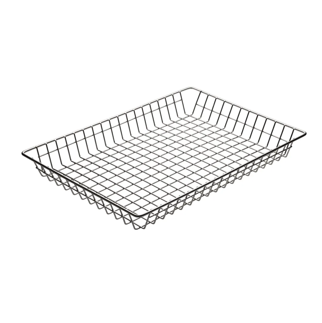 Winco DB-1218 Rectangular Wire Bagel / Pastry Basket 12" X 18" X 2"H