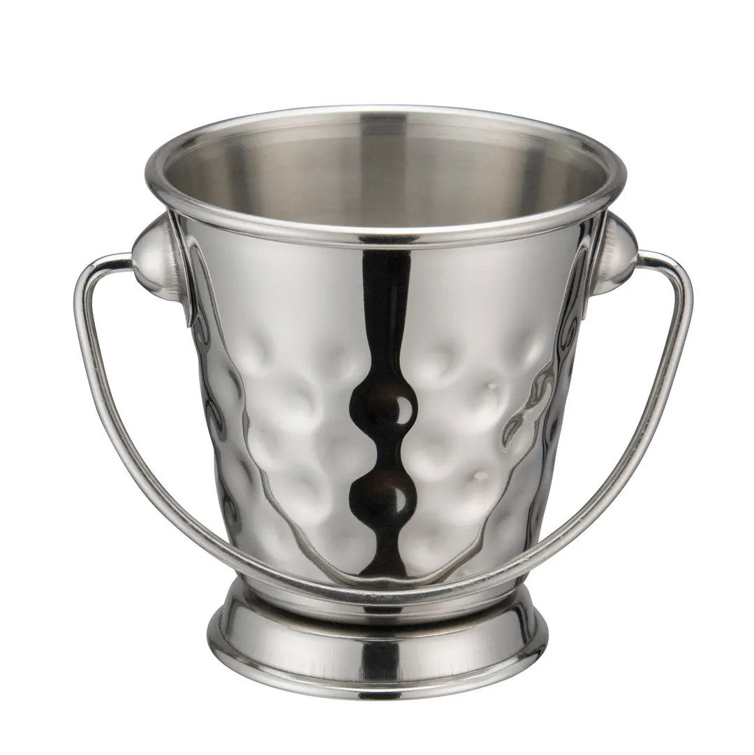 Winco DDSA-101S 3" x 3 1/8" Hammered Stainless Steel Mini Pail with Handle