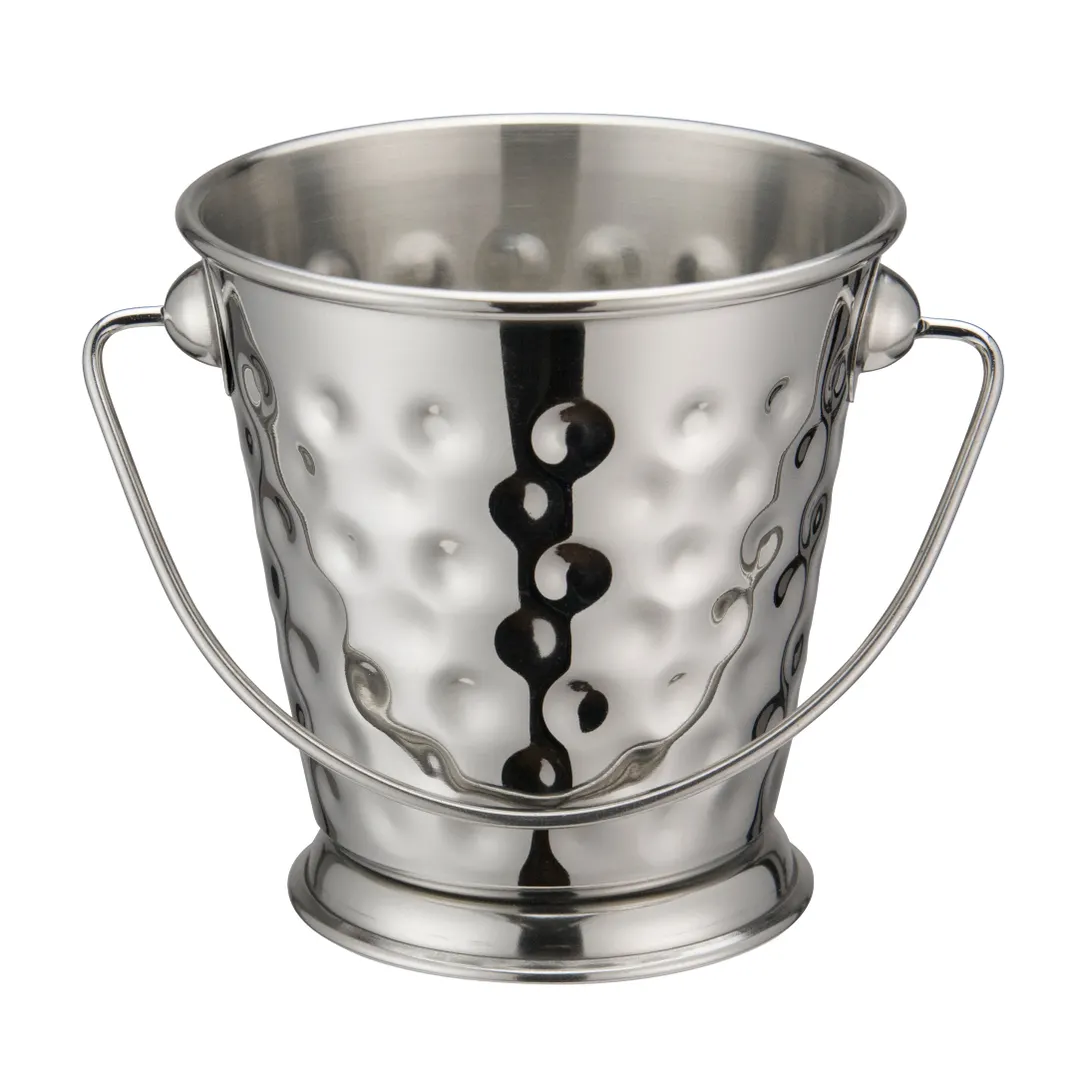 Winco DDSA-102S 3 1/2" x 3 5/8" Hammered Stainless Steel Mini Pail with Handle