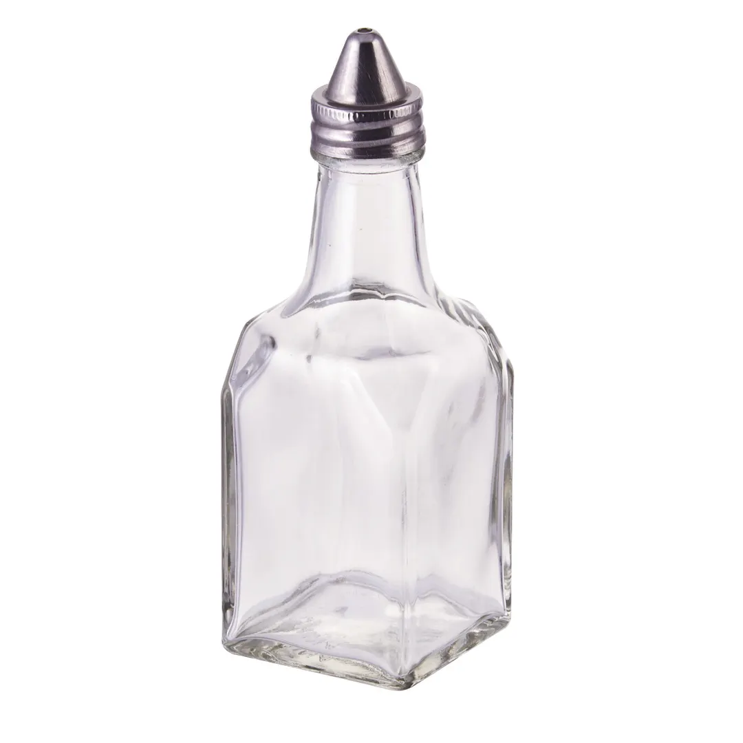 Winco G-104 Glass Oil & Vinegar Cruet, 6 oz Capacity, Clear Tabletop Condiment Dispenser - 1 Dozen