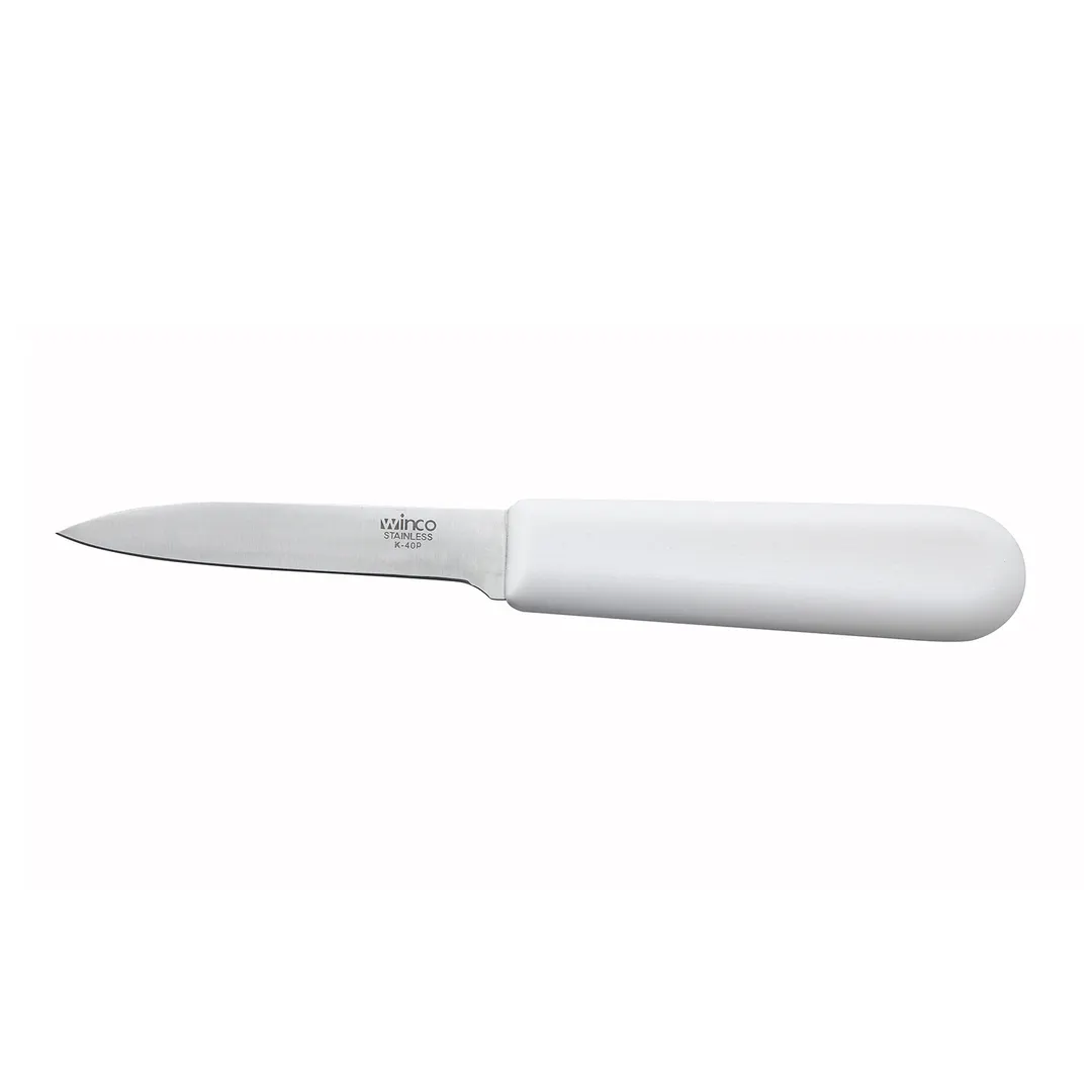 Winco K-40P 3" Paring Knife with White Polypropylene Handle