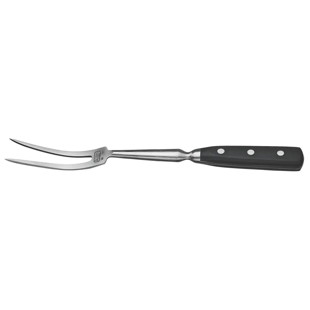 Winco KFP-121 Acero 12" Steel Curved Carving Fork, POM Handle