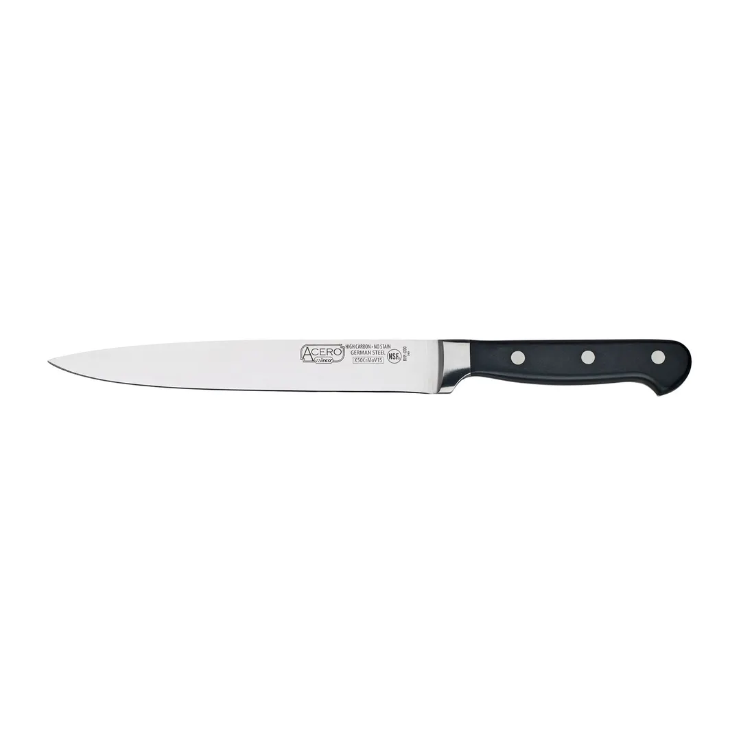 Winco KFP-81 Acero  8" Slicer w/ 1 Piece Full Tang, Forged Carbon Steel, POM Handle