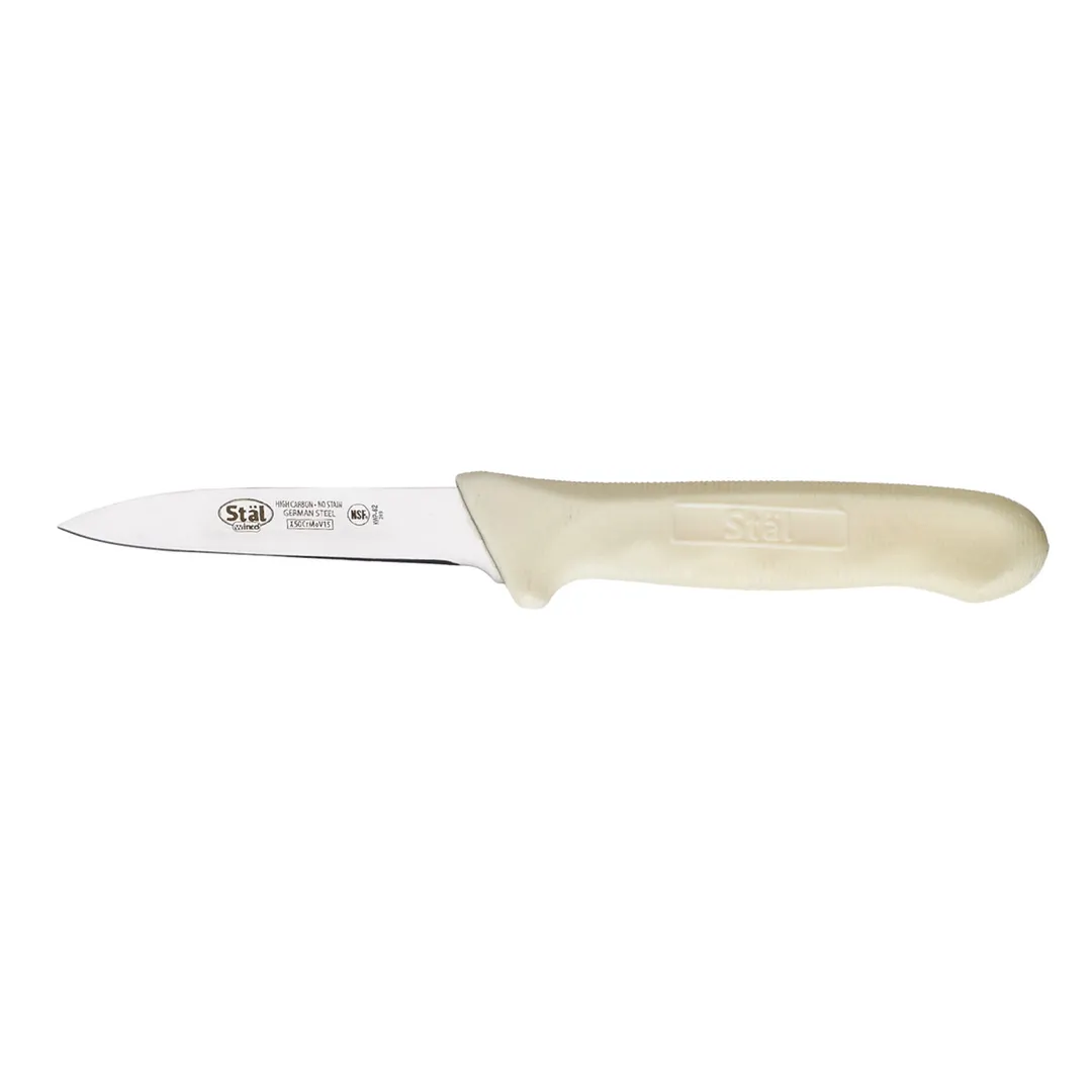 Winco KWP-30 Stäl 3-1/4" Paring Knife, 3" carbon steel blade, white polypropylene handle - 2/Pack