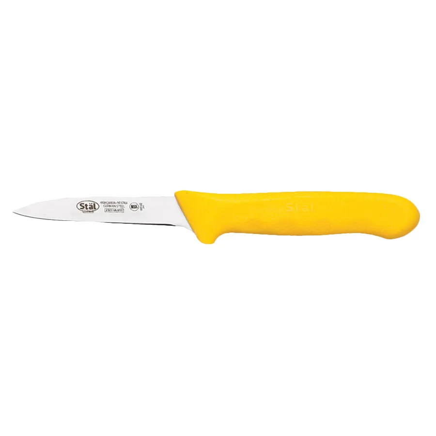 Winco KWP-30Y Paring Knife, 3-1/4" Spear Point Blade Carbon Steel, Yellow Plastic Handle - 2/Pack