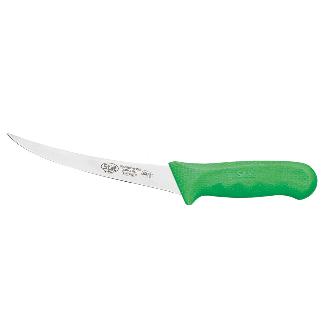 Winco KWP-60G Stäl 6" Curved Boning Knife w/ Green Handle