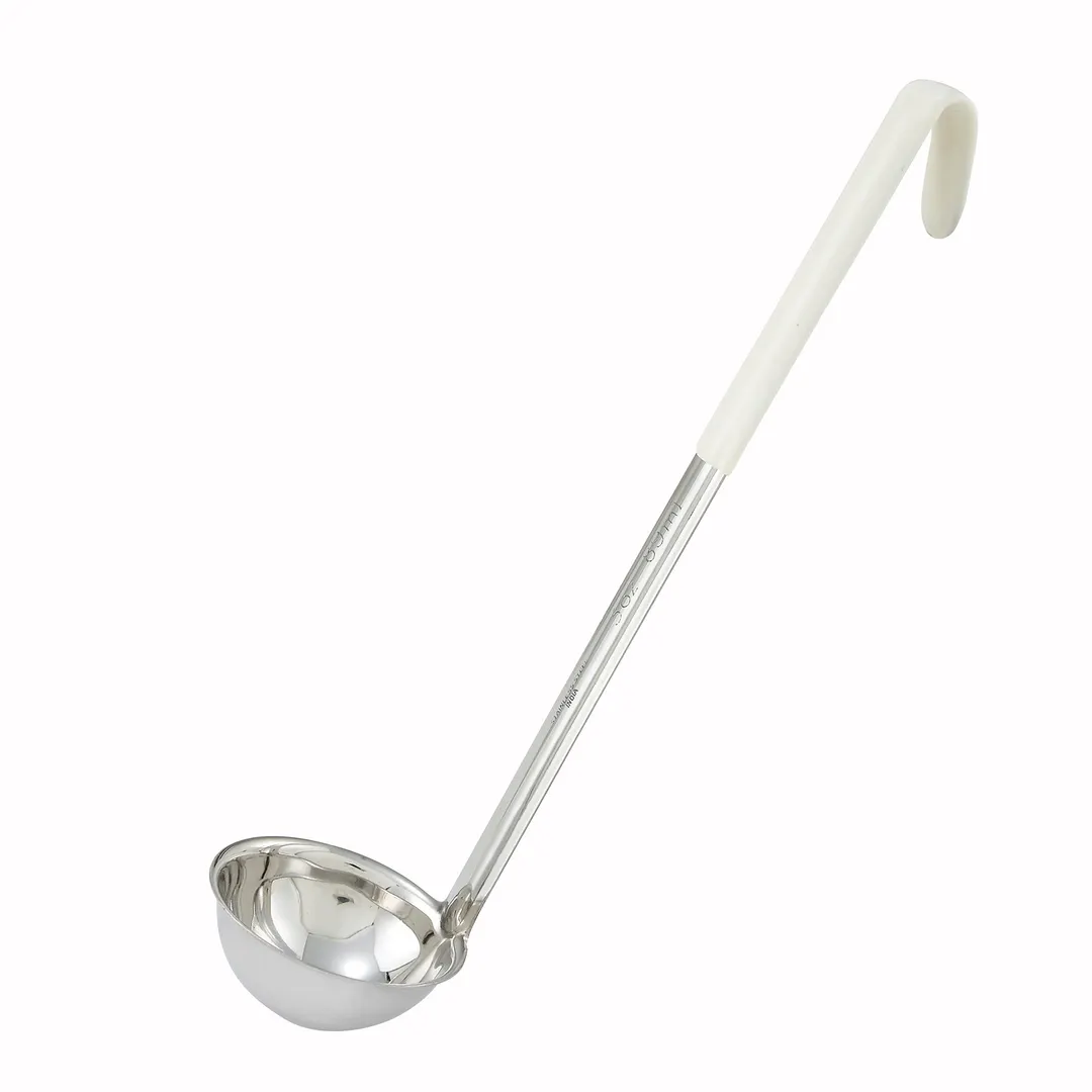 Winco LDC-3 Stainless Steel 13" 1 Piece 3 oz. Serving Ladle w/ Ivory PVC Coated Handle