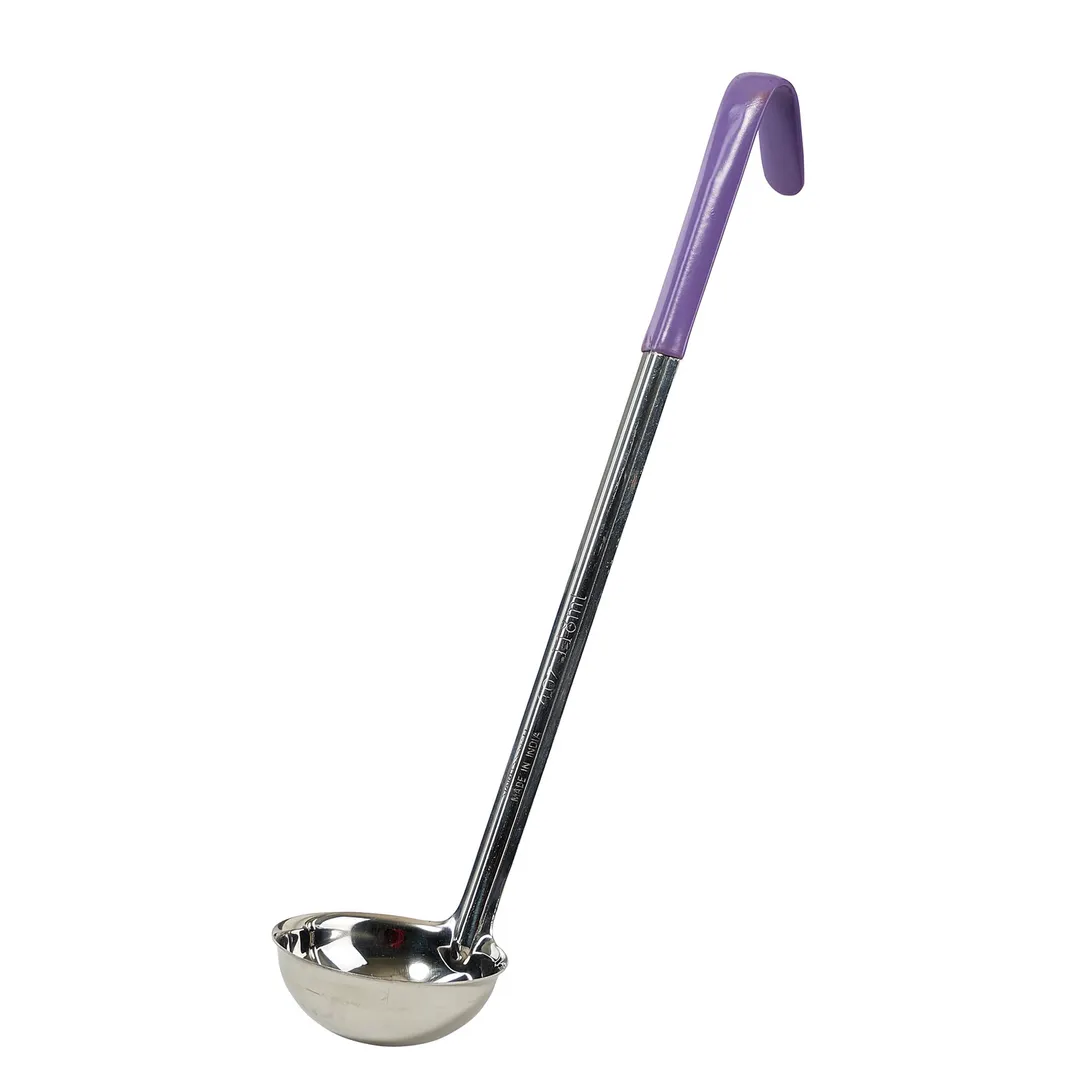 Winco LDC-4P 4 oz One-Piece Stainless Steel Serving Ladle w/ 15 1/2" Color-Coded Handle