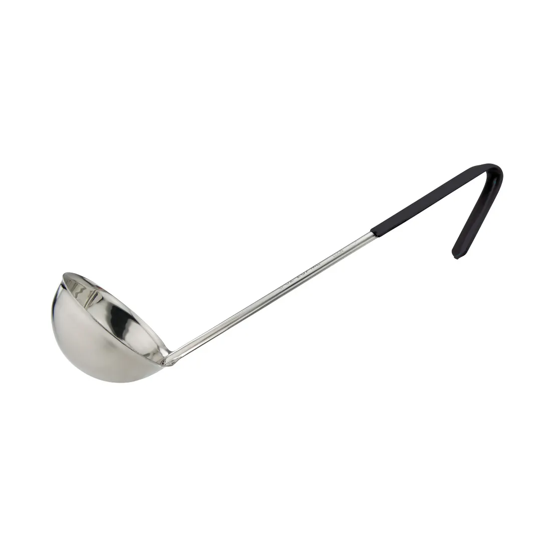 Winco LDCN-8K Stainless Steel 1 Piece 8 oz. Serving Ladle w/ Black Handle