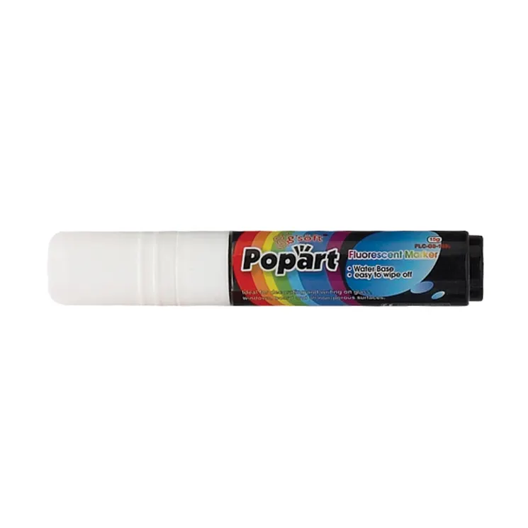 Winco MBPM-W Neon White Deluxe Plus Large Tip Dry Erase Marker - 15G Ink Capacity