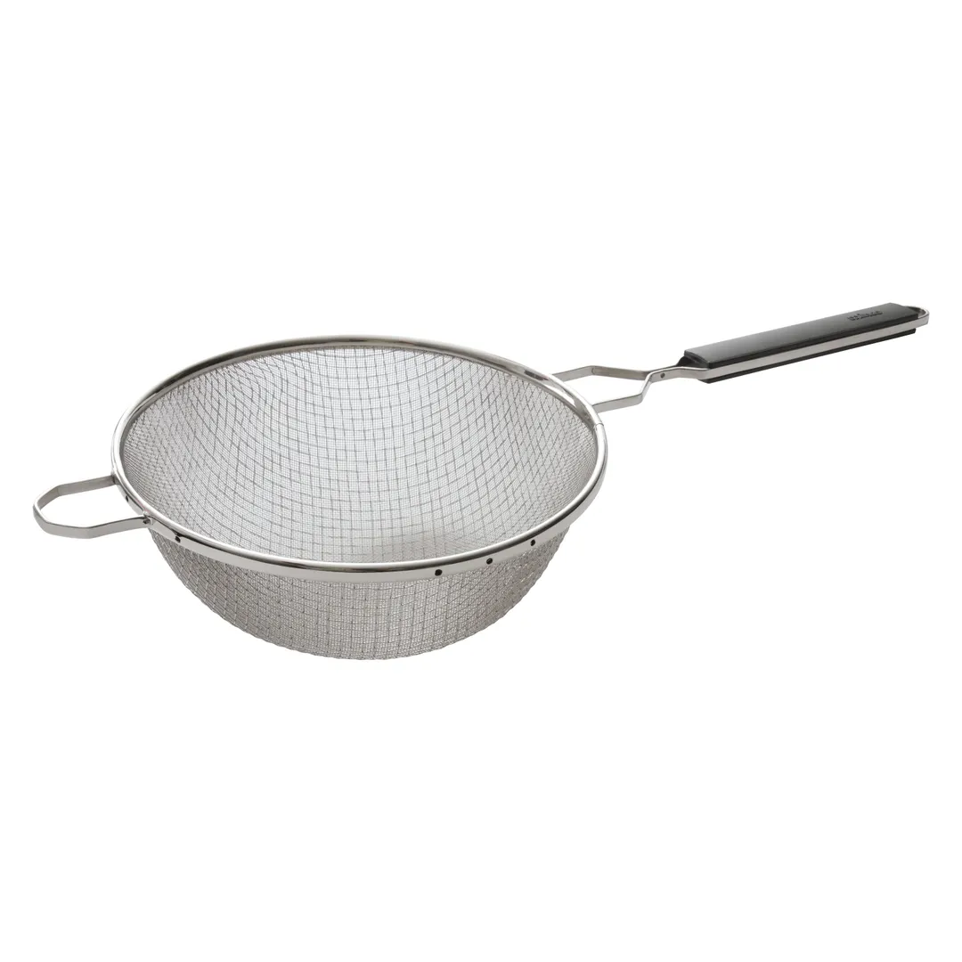 Winco MSTP-10DM 10" Double Medium Mesh Strainer, Stainless Steel w/ Plastic Handle 