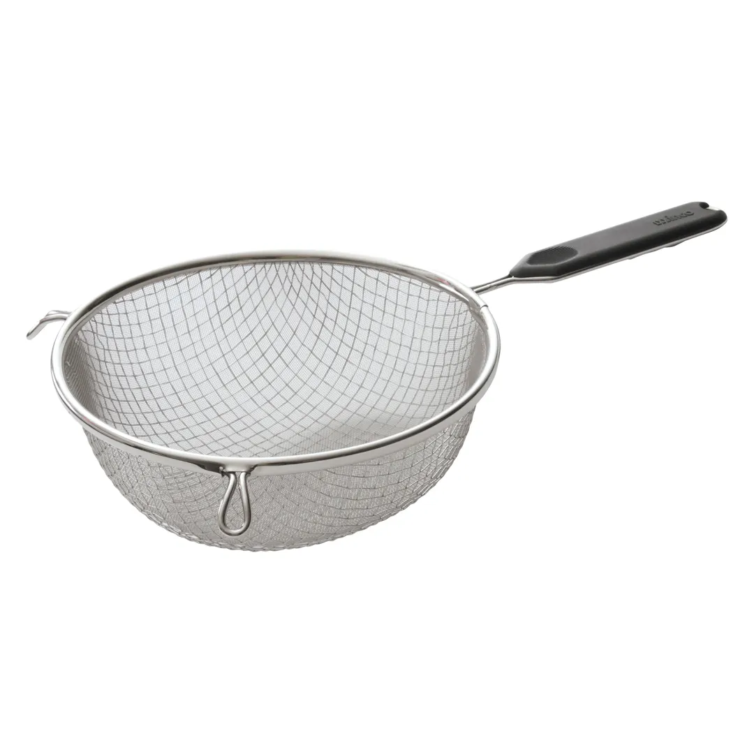 Winco MSTP-8DF 8" Double Fine Mesh Strainer, Stainless Steel w/ Plastic Handle 
