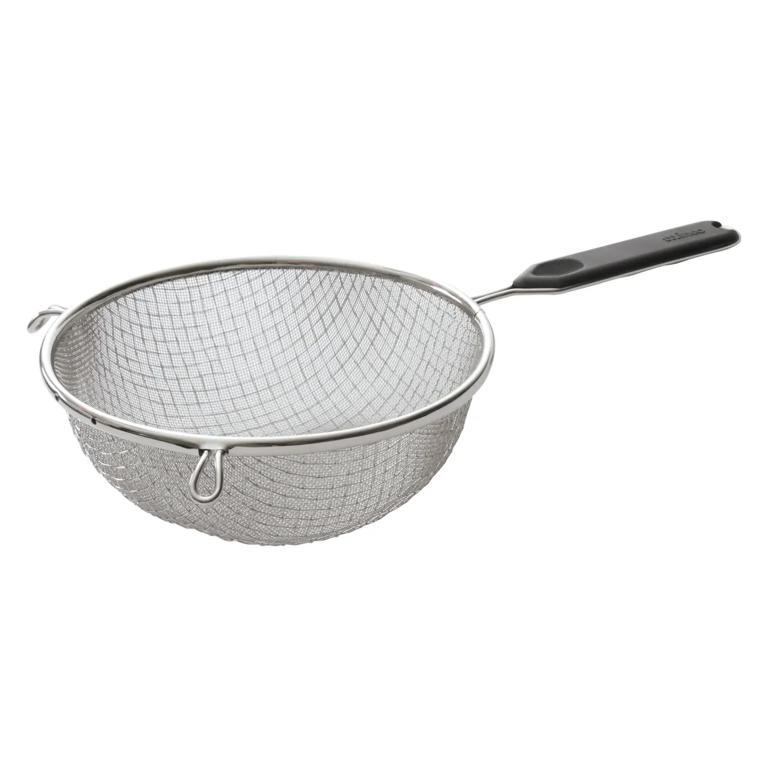 Winco MSTP-8DM 8"Double Medium Mesh Strainer, Stainless Steel w/ Plastic Handle 
