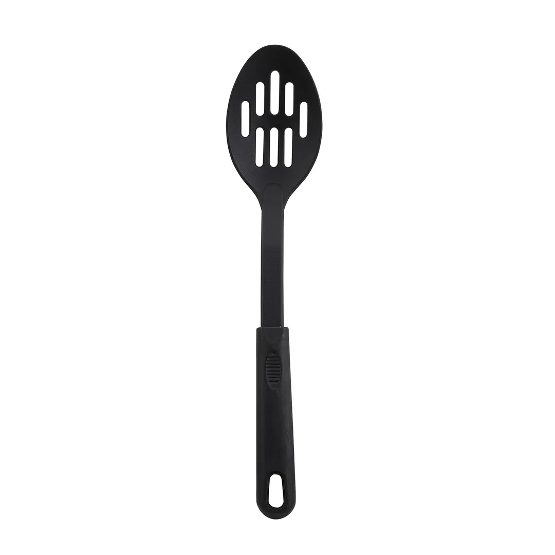 Winco NC-SL2 12" Black Nylon Slotted Serving Spoon, Heat Resistant up to 410°F (210°C)