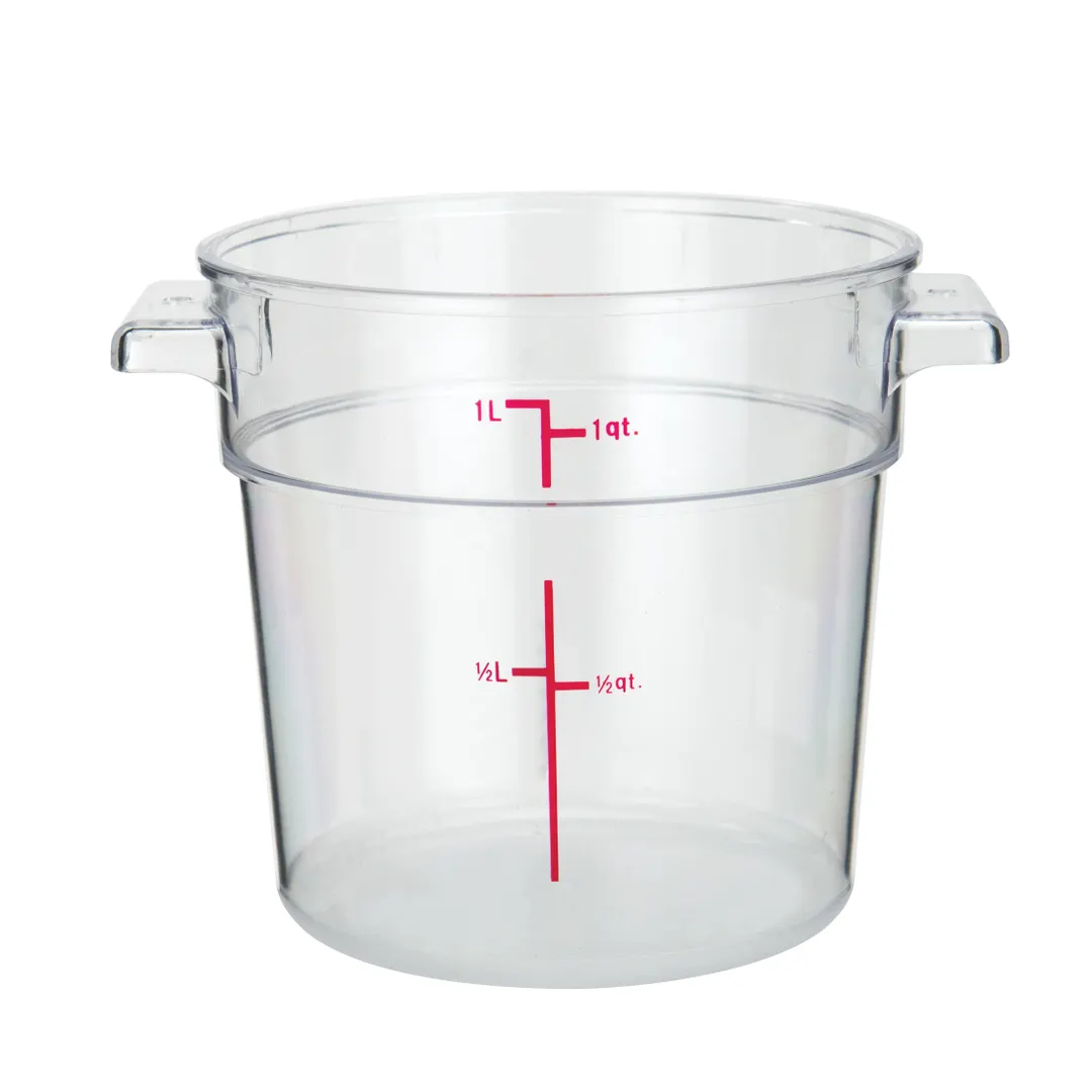 Winco PCRC-1 1 Qt. Clear Round Polycarbonate Food Storage Container