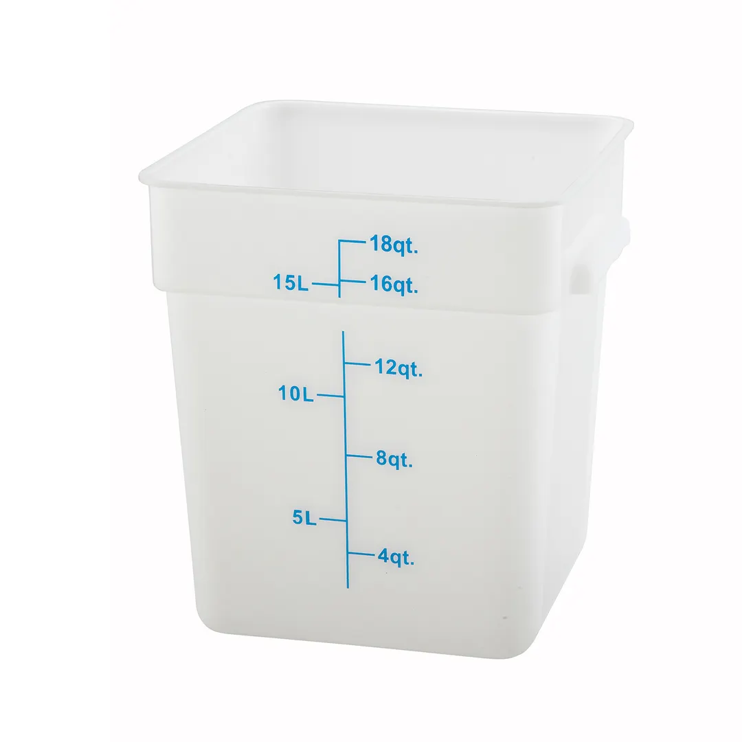 Winco PESC-18, Square 18 Qt Polypropylene Food Storage Container, White