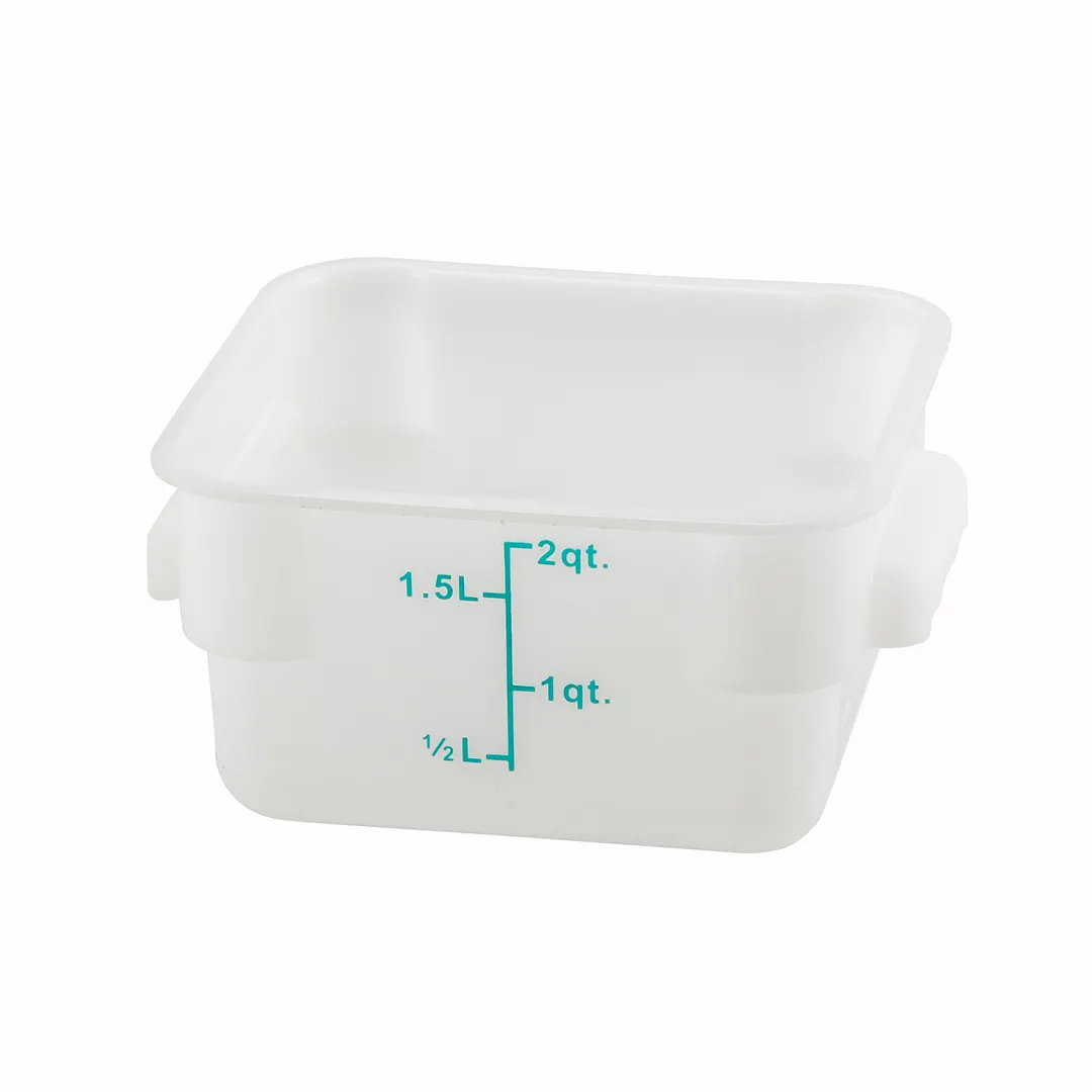 Winco PESC-2 2 qt Square Food Storage Container, Polypropylene, White