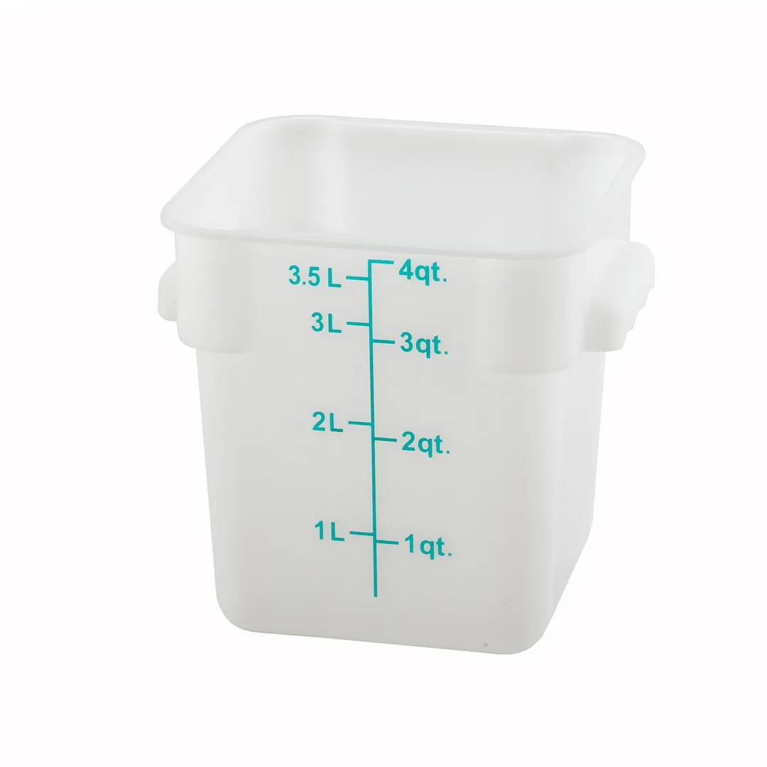 Winco PESC-4 4 qt White Square Food Storage Container