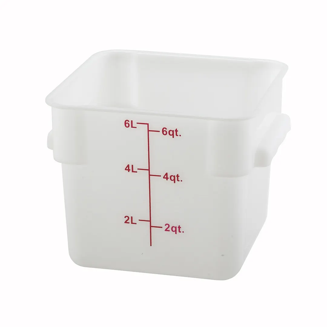 Winco PESC-6 6 qt Square White Food Storage Container 