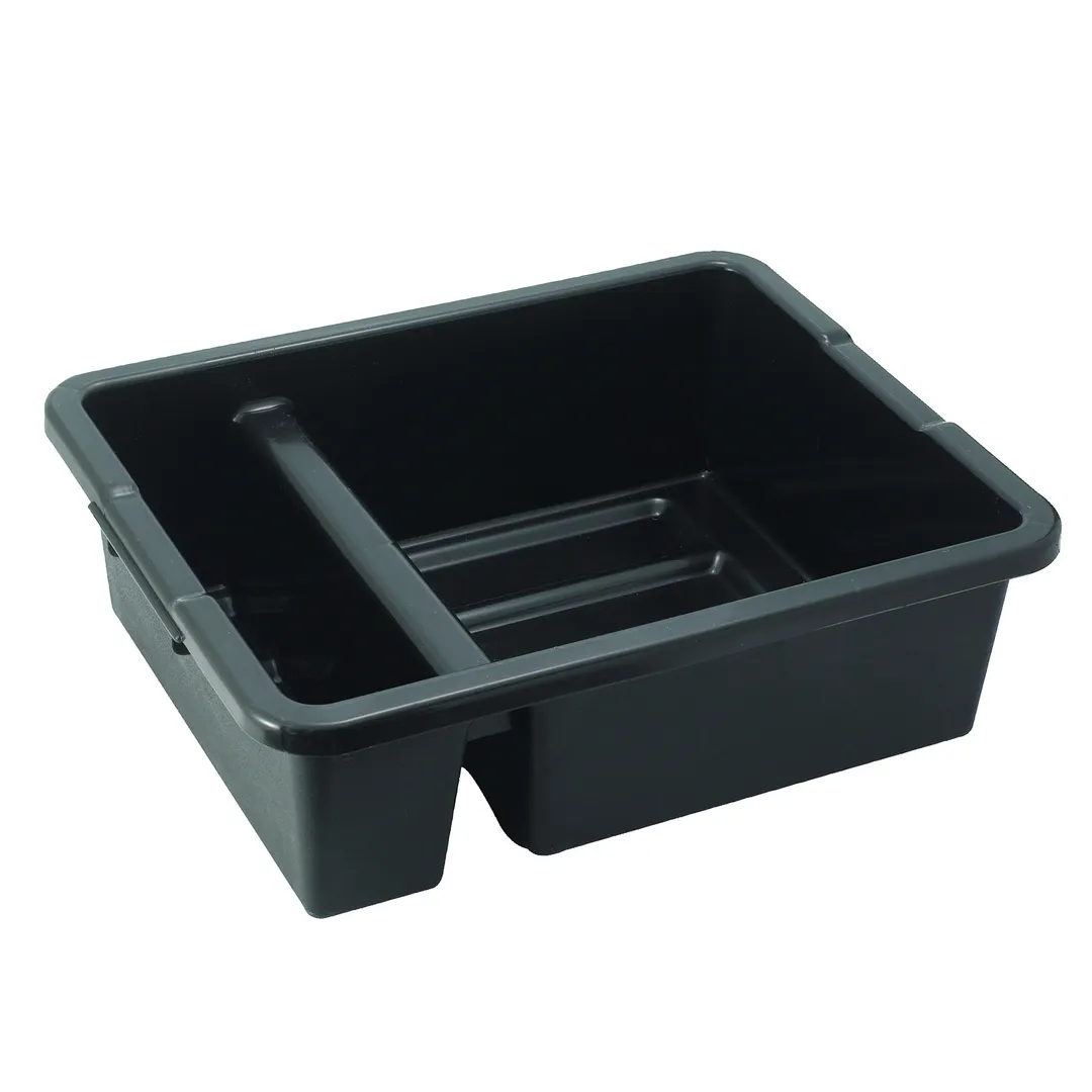 Winco PLTC-7K Black Bus Box, 2-Compartment, Rounded Corners