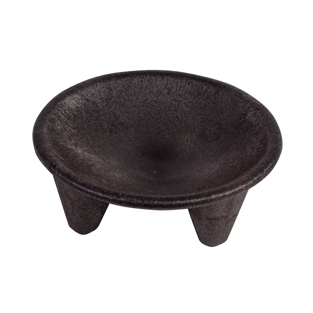 Winco PMP-12 Molcajete Salsa Plate Set, 12-oz BPA-Free Polypropylene, Black, 2-Plate