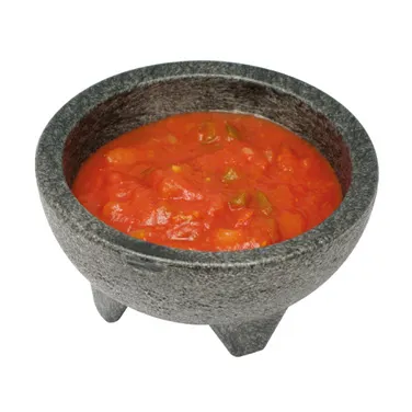 Winco PMSB-10 Molcajete Salsa Bowl, 10‑oz Black Polypropylene, Dishwasher Safe - 4/Pack