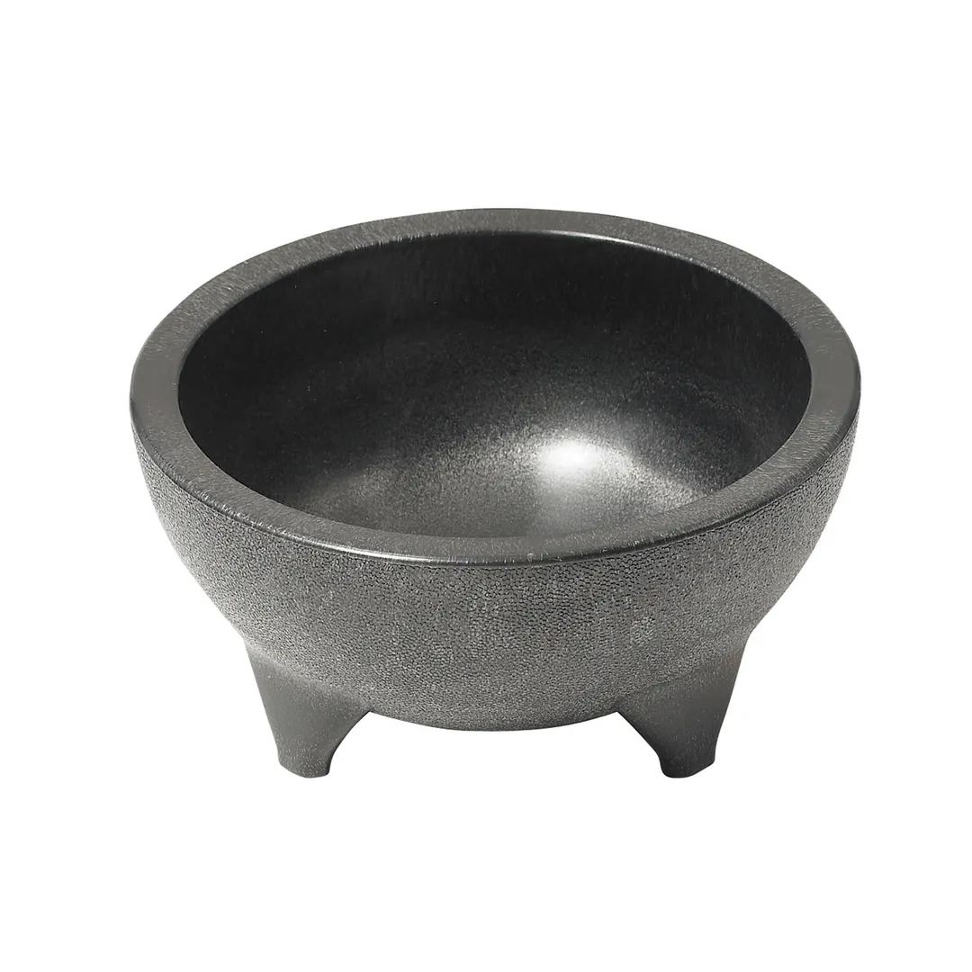 Winco PMSB-56 Polypropylene Molcajete Salsa Bowl, Black - 56 oz / BPA Free 