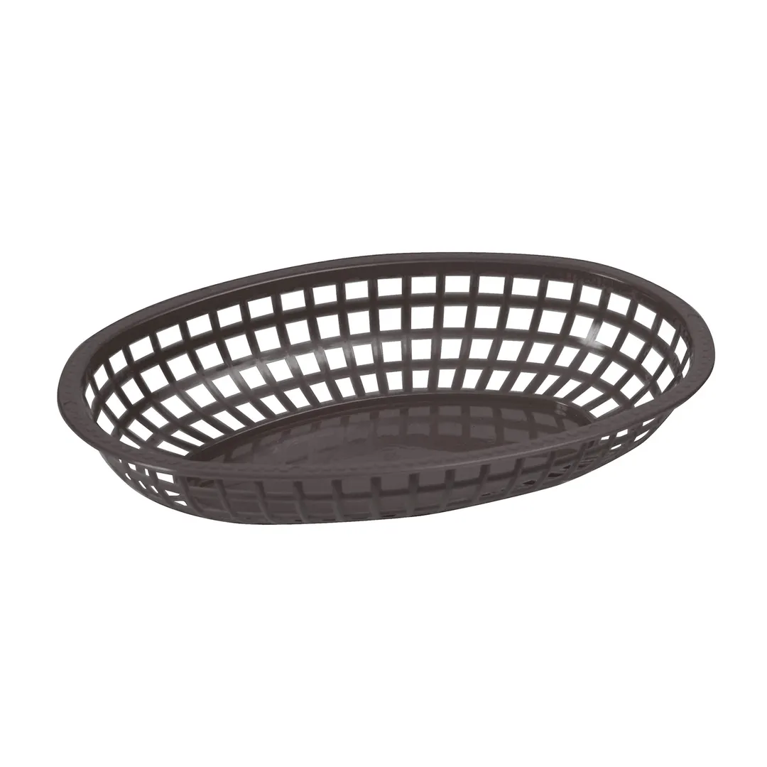 Winco POB-K Oval Basket, 10.25" x 6.75" x 2" Black Plastic, Microwave/Heat Lamp Safe - 1 Dozen