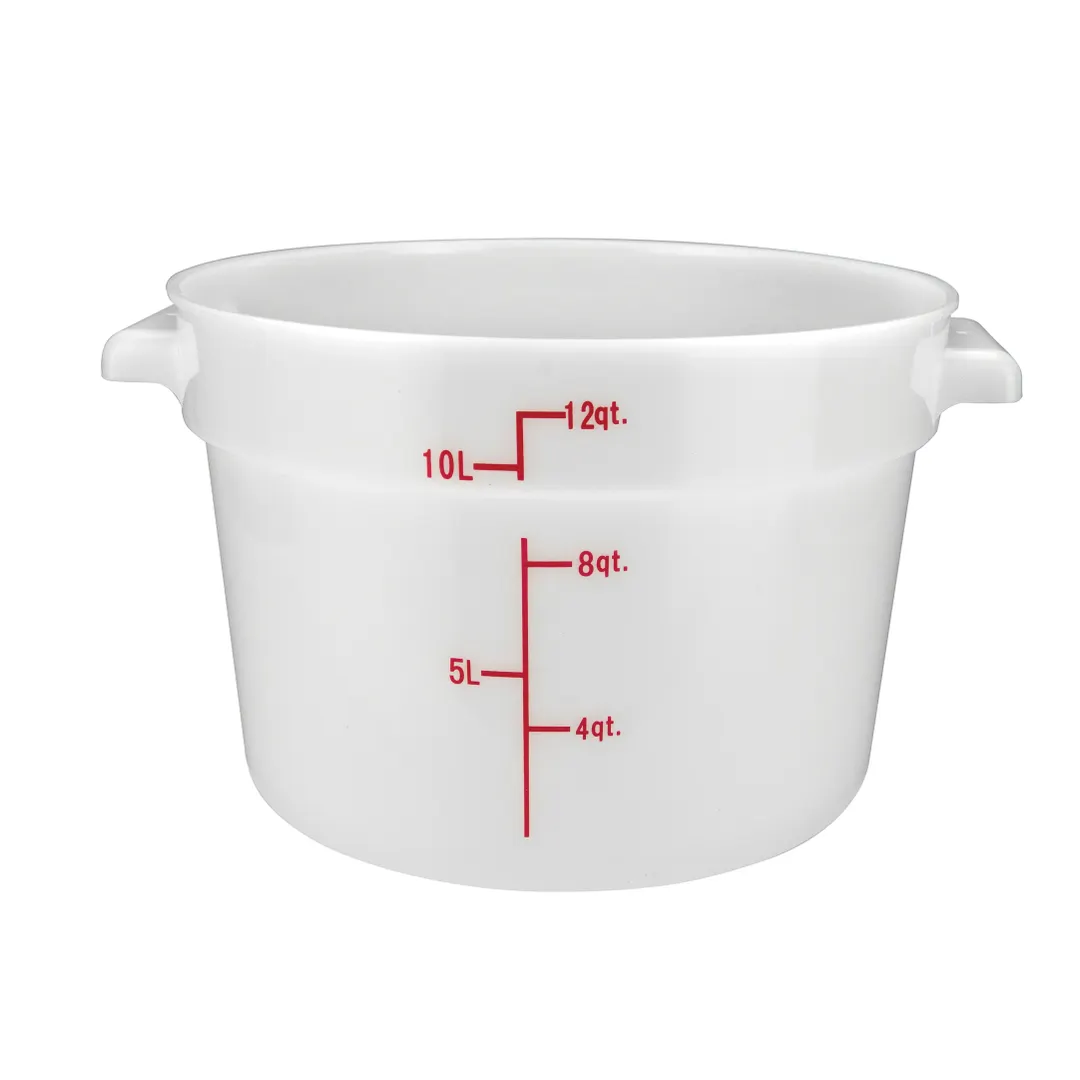 Winco PPRC-12W 12 qt White Round Food Storage Container, Polypropylene