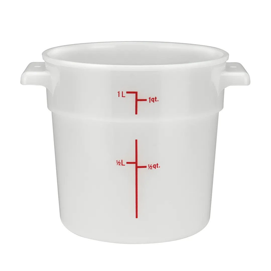 Winco PPRC-1W 1 Qt White Polypropylene Food Storage Container