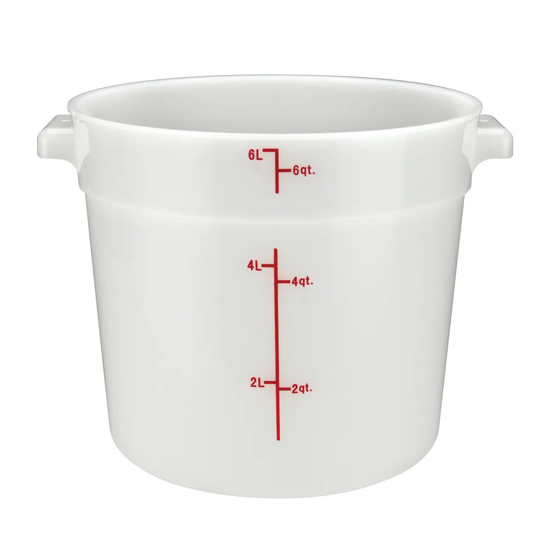 Winco PPRC-6W 6 Qt Polypropylene Food Storage Container, White