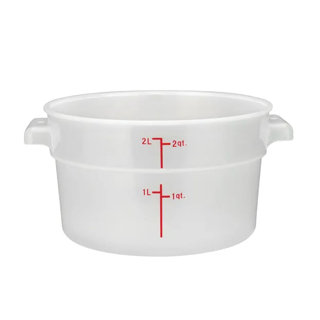 Winco PTRC-2 Round Translucent Food Storage Container, 2 Qt.