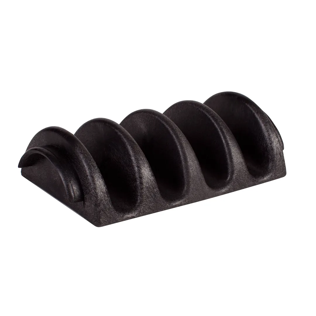 Winco PTS-4 Taco Server, 8" L x 5" W x 2.5" H, Holds 4 Tacos, BPA-Free Black Plastic, NSF - 2/Set