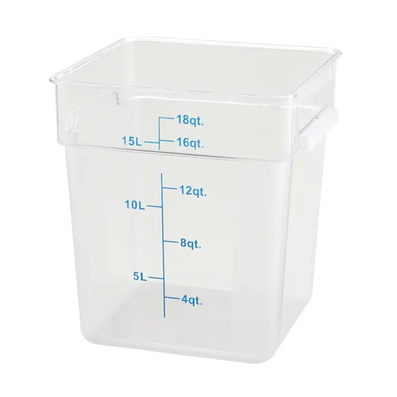 Winco PTSC-18 18 Qt. Polypropylene Square Food Storage Container