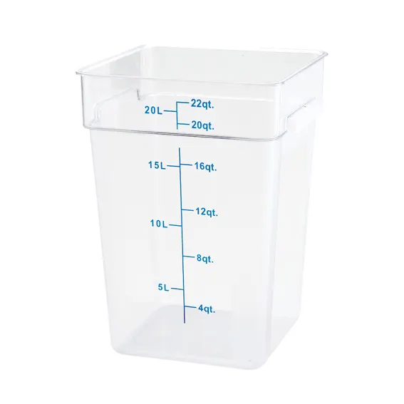 Winco PTSC-22 22 Qt. Polypropylene Square Food Storage Container