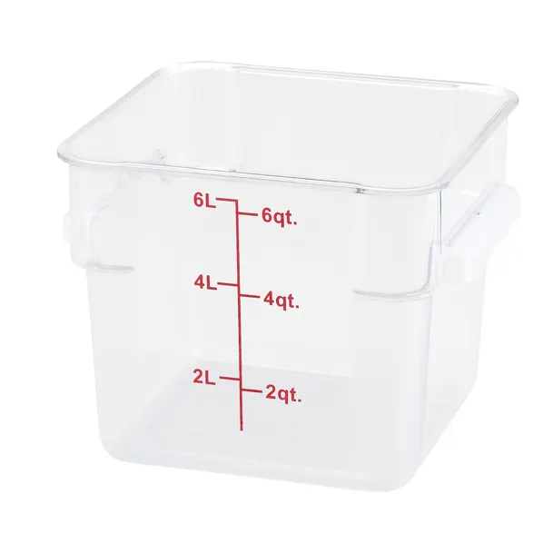 Winco PTSC-6 6 Qt. Polypropylene Food Storage Container - Square 