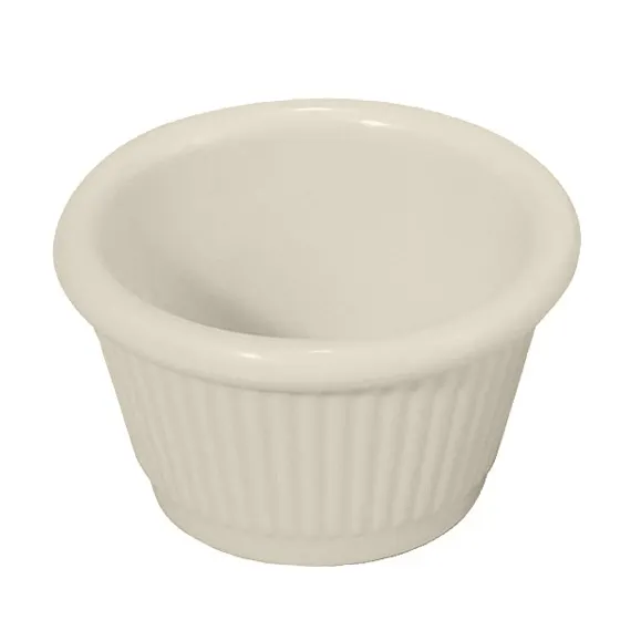 Winco RFM-1B - 1.5 oz Fluted Bone Melamine Ramekin, Heat‑Resistant 212°F, Dishwasher‑Safe - 1 Dozen